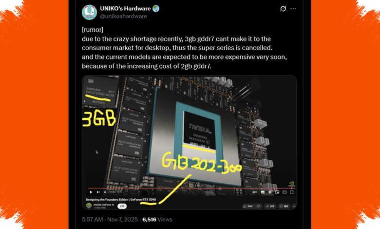 Chip GDDR7 3GB Tembus USD 70, Peluncuran Nvidia RTX 5000 Super Tertahan