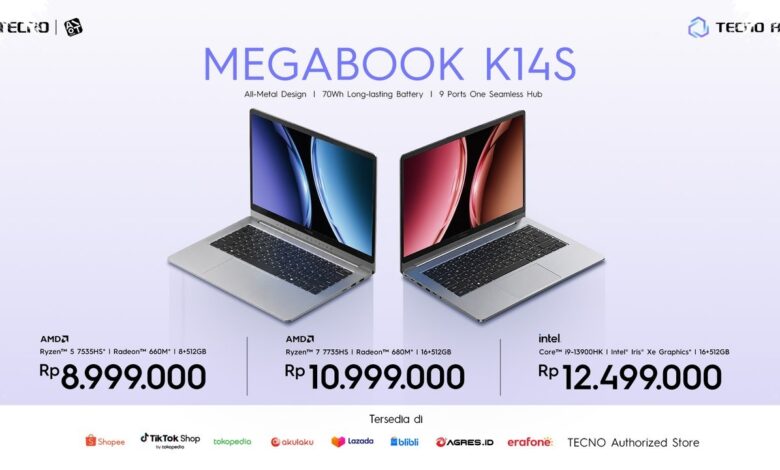 Tecno Megabook K14S Bawa 9 Port dalam Bodi 1,4 Kg, Dongle Tambahan Tak Lagi Dominan